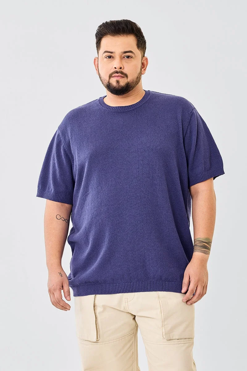 سنيتش تيشيرت مقاس كبير محبوك بنسيج بارز